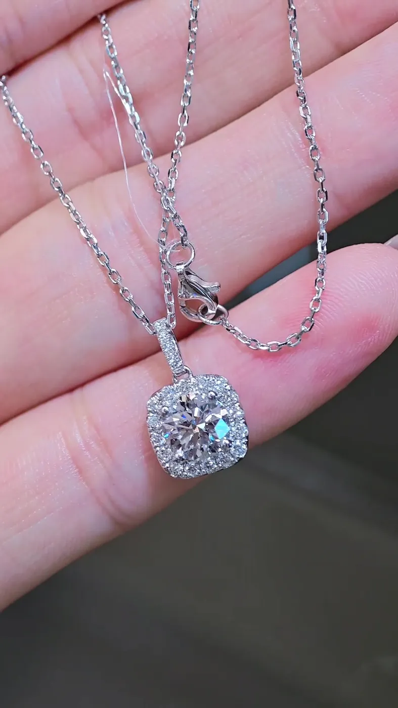 Подвеска «Кушон» в ореоле, 1,19 ct — фото 2