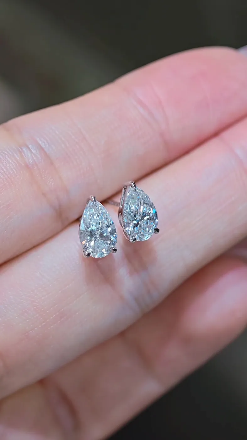 Пусеты «Груша», 2 × 1 ct — фото 2