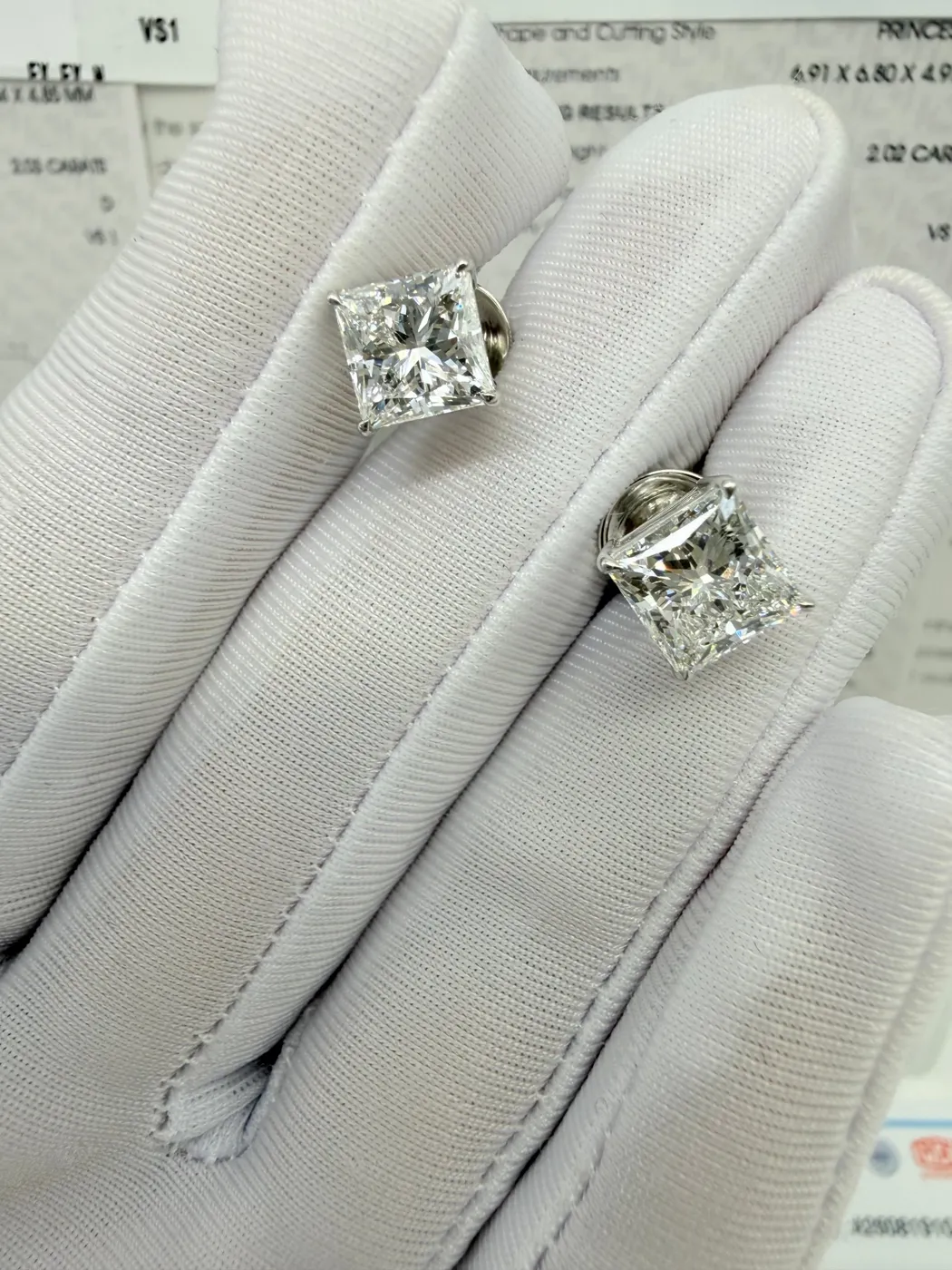 Пусеты «Принцесса», 2 × 2 ct — фото 1