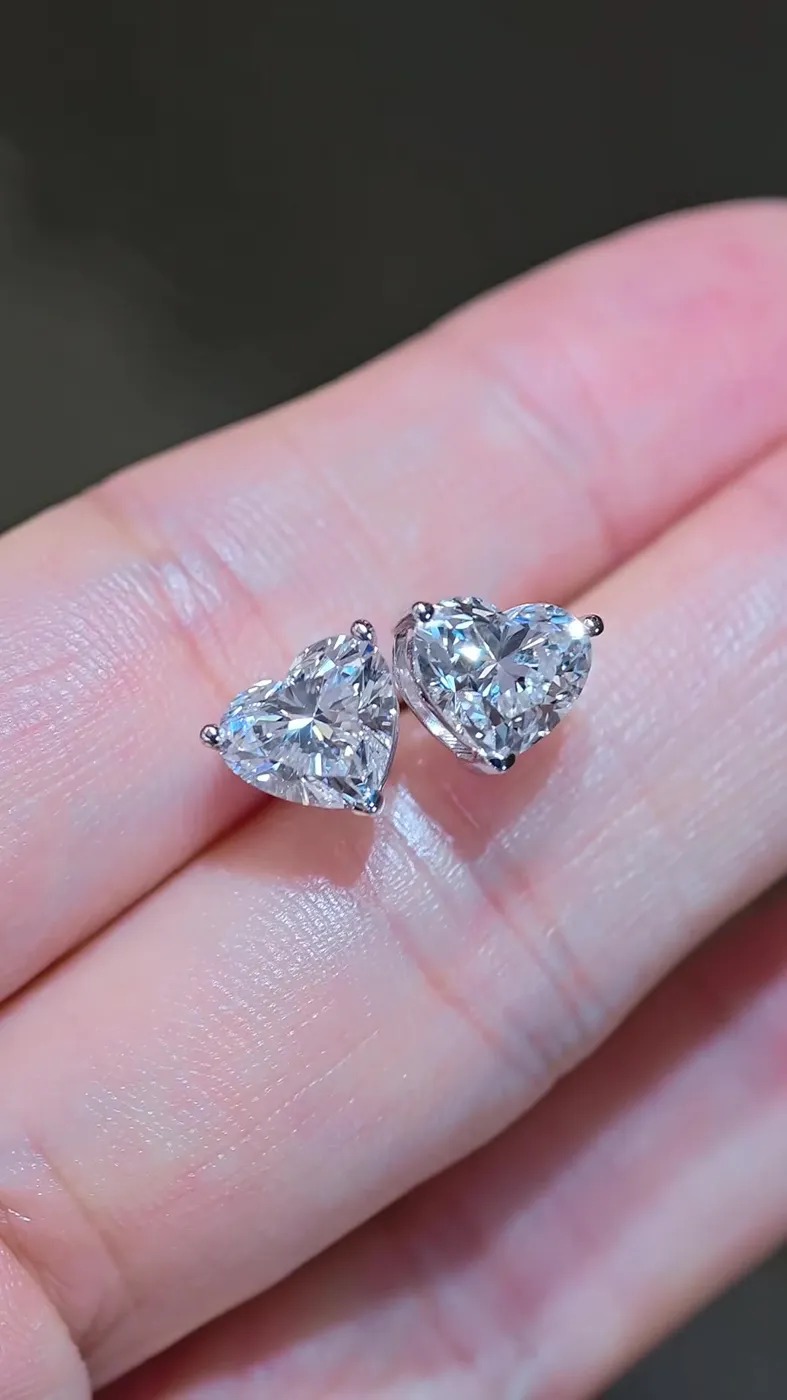 Пусеты «Сердце», 2 × 2 ct — фото 4