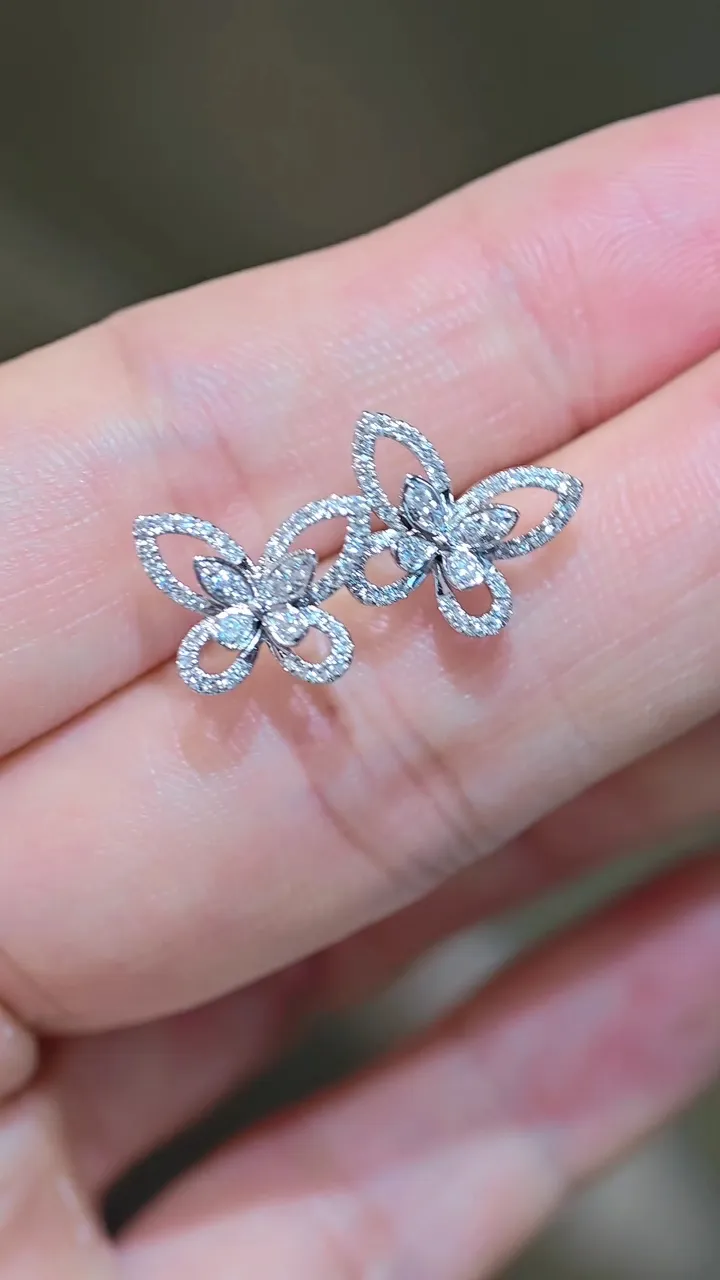Серьги-гвоздики «Бабочка» из паве, 0,31 ct — фото 1