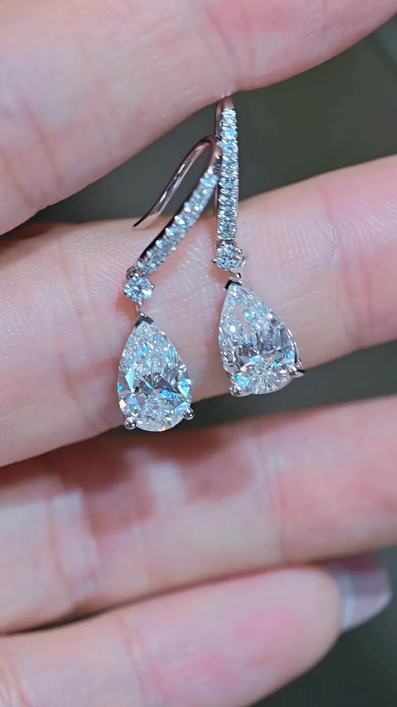 Серьги-подвески «Груша», 3 ct — фото 2