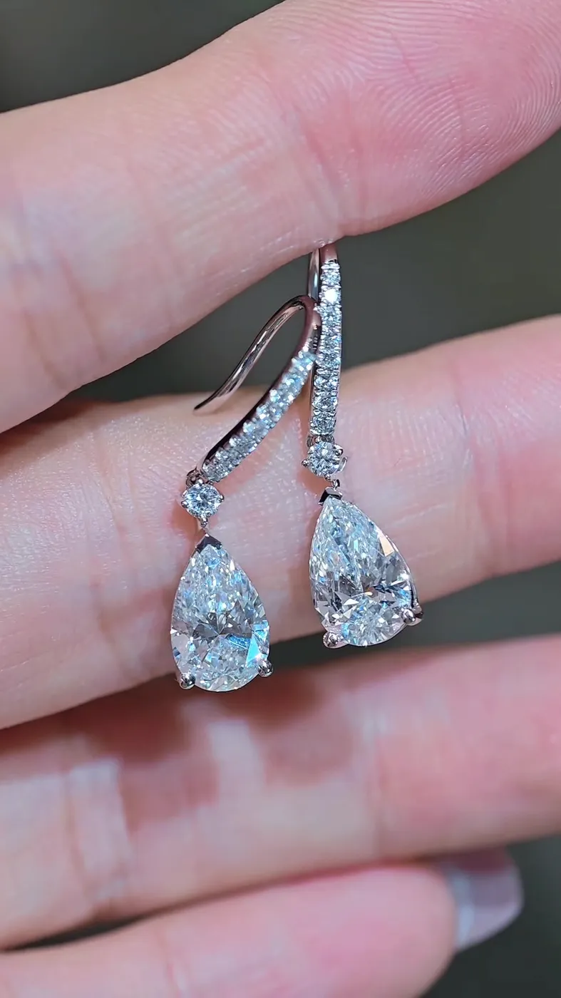 Серьги-подвески «Груша», 3 ct — фото 3