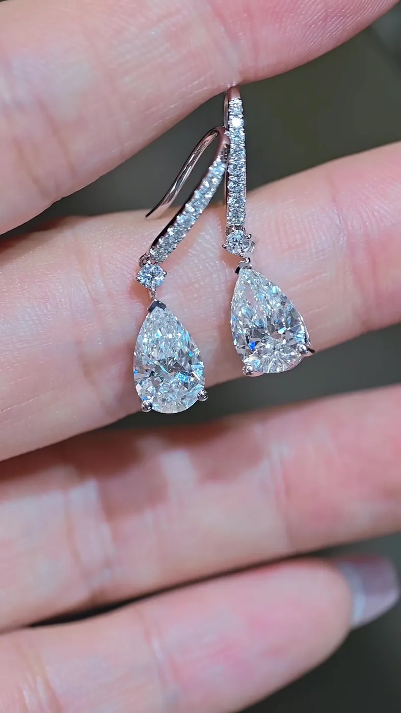 Серьги-подвески «Груша», 3 ct — фото 4