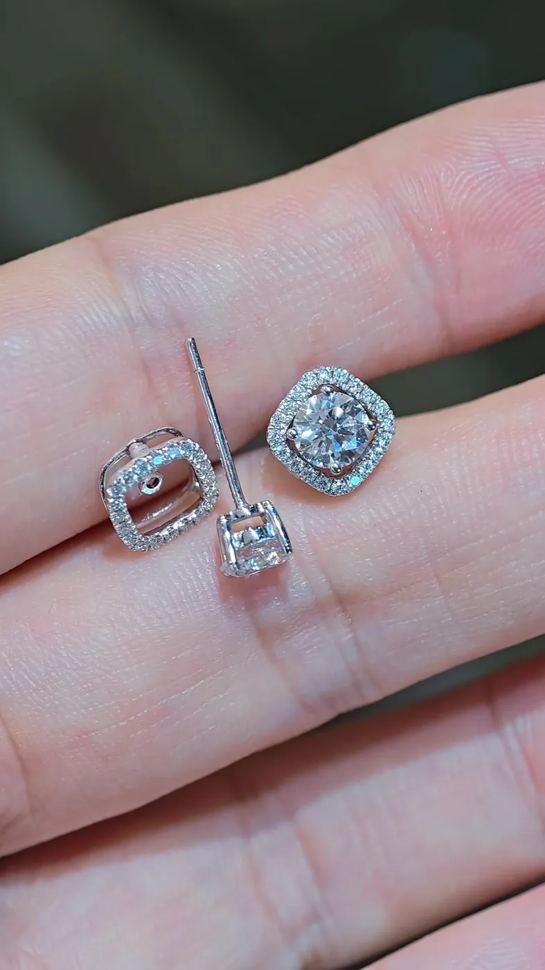 Серьги-трансформеры в ореоле, 1,09 ct — фото 4