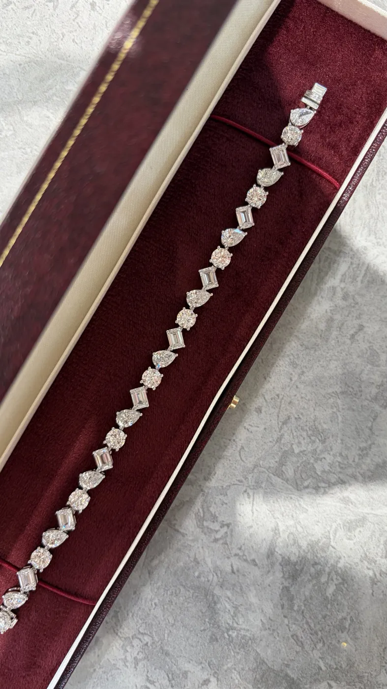 Теннисный браслет из бриллиантов разных огранок, 13,97 ct — фото 1