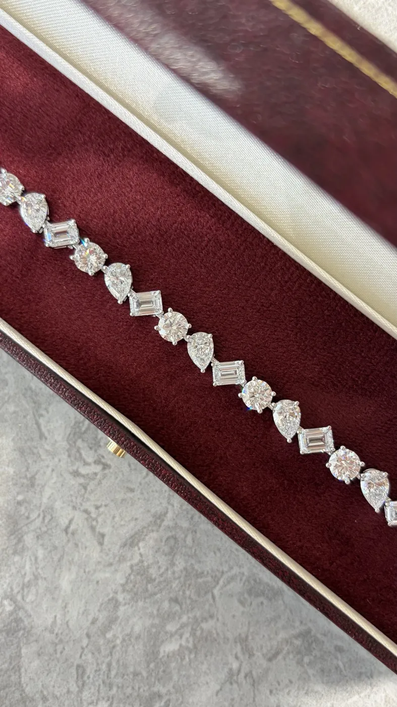 Теннисный браслет из бриллиантов разных огранок, 13,97 ct — фото 2