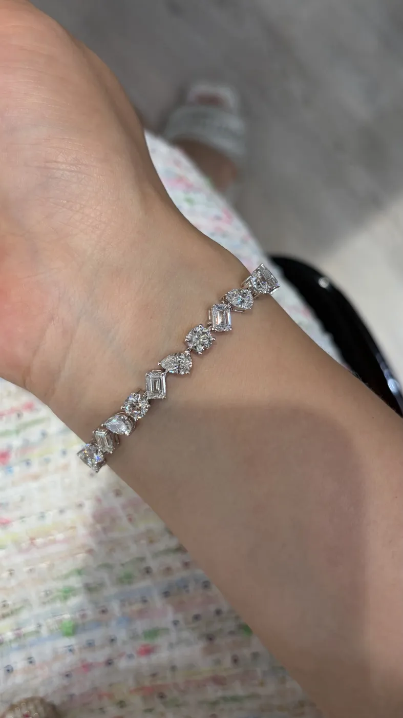 Теннисный браслет из бриллиантов разных огранок, 13,97 ct — фото 4